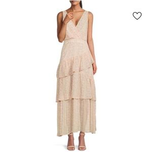 Lea & Viola Tiered Floral Ruffle Maxi Dress(Medium)